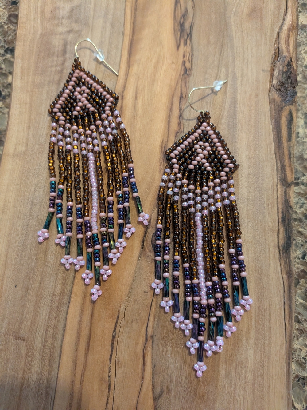 Gorgeous NEW Authentic Indigenous Beaded Fringe Earrings